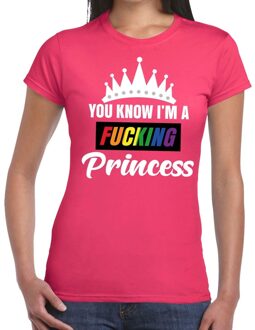 Bellatio Decorations Roze You know i am a fucking Princess gay pride t-shirt dames XS