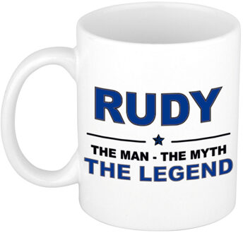 Bellatio Decorations Rudy cadeau mok - man myth legend - naam koffiemok / beker - wit en blauw - 300 ml