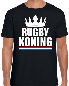 Bellatio Decorations Rugby koning t-shirt zwart heren - Sport / hobby shirts 2XL