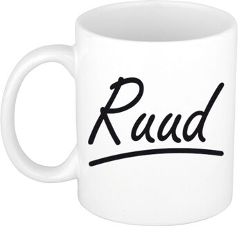 Bellatio Decorations Ruud Naam koffiemok - beker - met sierlijke letters - wit - 300 ml - Cadeau - Heren