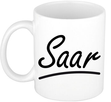 Bellatio Decorations Saar Naam koffiemok - beker - met sierlijke letters - wit - 300 ml - Cadeau - Dames