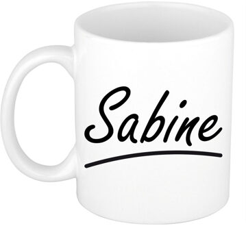 Bellatio Decorations Sabine voornaam kado beker / mok sierlijke letters - gepersonaliseerde mok met naam - Naam mokken Multikleur