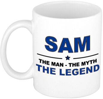 Bellatio Decorations Sam cadeau mok - man myth legend - naam koffiemok / beker - wit en blauw - 300 ml
