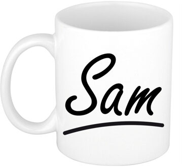 Bellatio Decorations Sam voornaam kado beker / mok sierlijke letters - gepersonaliseerde mok met naam - Naam mokken Multikleur