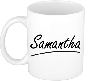 Bellatio Decorations Samantha Naam koffiemok - beker - met sierlijke letters - wit - 300 ml - Cadeau - Dames