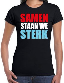 Bellatio Decorations Samen staan we sterk protest t-shirt zwart voor dames - staken / protesteren / demonstreren shirt 2XL