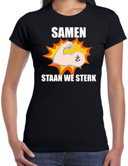 Bellatio Decorations Samen staan we sterk t-shirt crisis zwart voor dames 2XL