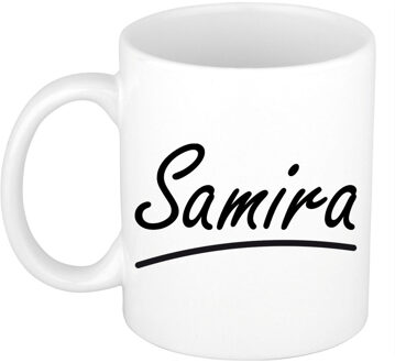 Bellatio Decorations Samira Naam koffiemok - beker - met sierlijke letters - wit - 300 ml - Cadeau - Dames
