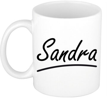 Bellatio Decorations Sandra voornaam kado beker / mok sierlijke letters - gepersonaliseerde mok met naam - Naam mokken Multikleur