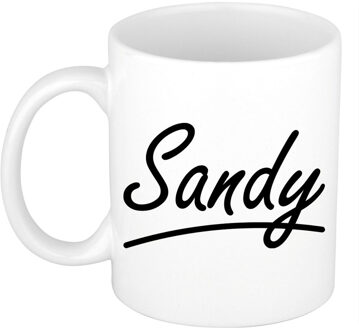 Bellatio Decorations Sandy voornaam kado beker / mok sierlijke letters - gepersonaliseerde mok met naam - Naam mokken Multikleur