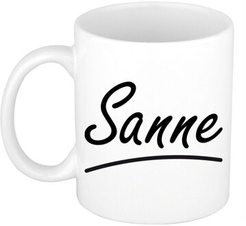 Bellatio Decorations Sanne voornaam kado beker / mok sierlijke letters - gepersonaliseerde mok met naam - Naam mokken Multikleur