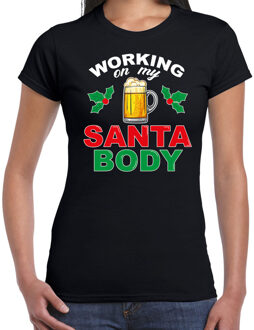 Bellatio Decorations Santa body fout Kerst t-shirt zwart voor dames