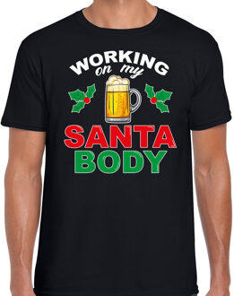 Bellatio Decorations Santa body fout Kerst t-shirt zwart voor heren 2XL