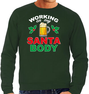 Bellatio Decorations Santa body foute Kerstsweater / Kersttrui groen voor heren 2XL - kerst truien