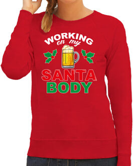 Bellatio Decorations Santa body foute Kerstsweater / Kersttrui rood voor dames 2XL - kerst truien