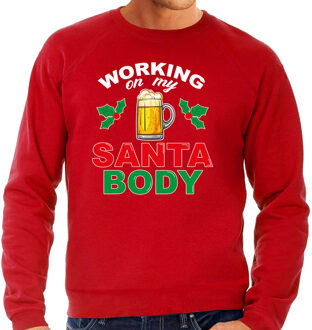 Bellatio Decorations Santa body foute Kerstsweater / Kersttrui rood voor heren 2XL - kerst truien