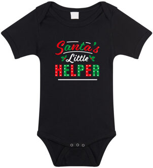 Bellatio Decorations Santas little helper / Het hulpje van de Kerstman Kerst rompertje zwart voor babys 56 (1-2 maanden)