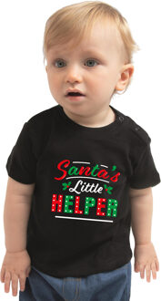 Bellatio Decorations Santas little helper / Het hulpje van de Kerstman Kerst t-shirt zwart voor babys 62 (1-3 maanden)