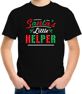 Bellatio Decorations Santas little helper / Het hulpje van de Kerstman Kerst t-shirt zwart voor kinderen L (140-152)