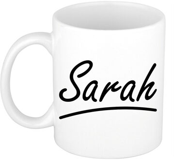 Bellatio Decorations Sarah voornaam kado beker / mok sierlijke letters - gepersonaliseerde mok met naam - Naam mokken Multikleur