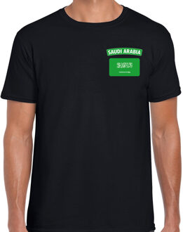Bellatio Decorations Saudi-Arabia t-shirt met vlag Saoedi-Arabie zwart op borst voor heren S