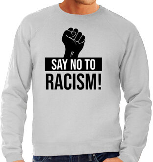 Bellatio Decorations Say no to racism protest sweater grijs voor heren - staken / betoging / demonstratie sweater - anti racisme / discriminatie L