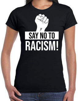 Bellatio Decorations Say no to racism protest t-shirt zwart voor dames - staken / betoging / demonstratie shirt - anti racisme / discriminatie 2XL