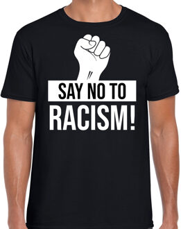 Bellatio Decorations Say no to racism protest t-shirt - zwart - voor heren - demonstratie tegen racisme print