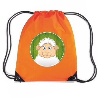 Bellatio Decorations Schaap dieren trekkoord rugzak / gymtas oranje voor kinderen - Gymtasje - zwemtasje