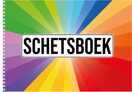 Bellatio Decorations schetsboek- tekenboek - kleurboek - A4 - Kleurenwaaier print - 50 vellen blanco