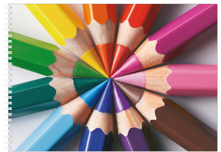 Bellatio Decorations schetsboek- tekenboek - kleurboek - A4 - Potloden print - 50 vellen blanco Wit