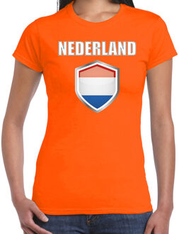 Bellatio Decorations Schild Holland / Nederland supporter shirt / kleding met Hollands schild oranje voor dames L - Feestshirts