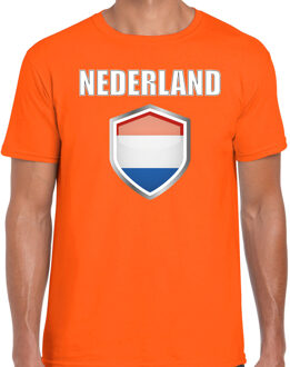 Bellatio Decorations Schild Holland / Nederland supporter shirt / kleding met Hollands schild oranje voor heren XL - Feestshirts