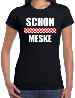 Bellatio Decorations Schon meske met vlag Brabant t-shirts Brabants dialect zwart voor dames 2XL