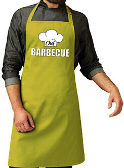 Bellatio Decorations Schort chef barbecue lime groen voor heren - barbecue schorten - Feestschorten