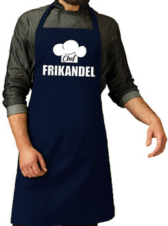 Bellatio Decorations Schort chef frikandel navy voor heren - Feestschorten Blauw