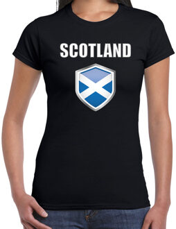 Bellatio Decorations Schotland landen supporter t-shirt met Schotse vlag schild zwart dames