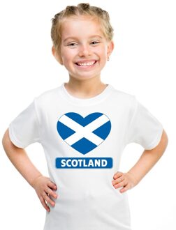 Bellatio Decorations Schotland Supporters t-shirt - kinderen - hartjes vlag - wit - korte mouwen - sport - kleding