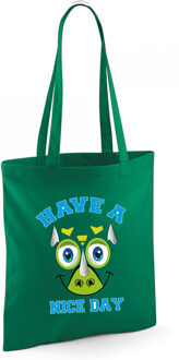 Bellatio Decorations Schoudertas jongens - dinosaurus - groen - have a nice day - 42 x 38 cm - shopper/tote bag