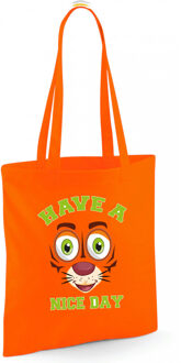 Bellatio Decorations schoudertas jongens - tijger - oranje - have a nice day - 42 x 38 cm - shopper - Shoppers