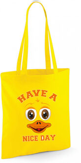 Bellatio Decorations schoudertas meisjes - eend - geel - have a nice day - 42 x 38 cm - shopper - Shoppers