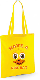Bellatio Decorations Schoudertas meisjes - eend - geel - have a nice day - 42 x 38 cm - shopper/tote bag