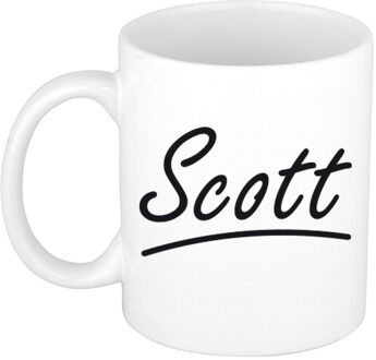 Bellatio Decorations Scott voornaam kado beker / mok sierlijke letters - gepersonaliseerde mok met naam - Naam mokken Multikleur