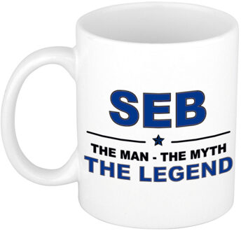 Bellatio Decorations Seb cadeau mok - man myth legend - naam koffiemok / beker - wit en blauw - 300 ml Donkerblauw