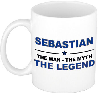 Bellatio Decorations Sebastian cadeau mok - man myth legend - naam koffiemok / beker - wit en blauw - 300 ml