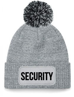 Bellatio Decorations Security muts met pompon unisex - one size - grijs - apres-ski muts One size