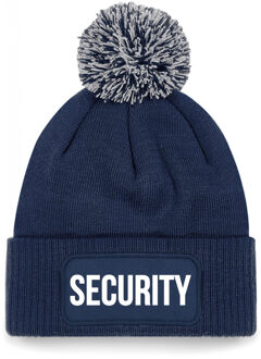 Bellatio Decorations Security muts met pompon unisex - one size - navy - apres-ski muts One size