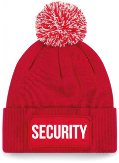 Bellatio Decorations Security muts met pompon unisex - one size - rood - apres-ski muts