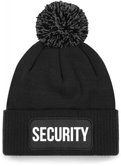 Bellatio Decorations Security muts met pompon unisex - one size - zwart - apres-ski muts One size