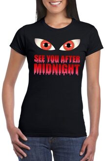 Bellatio Decorations See you after midnight Halloween vampier t-shirt zwart dames L